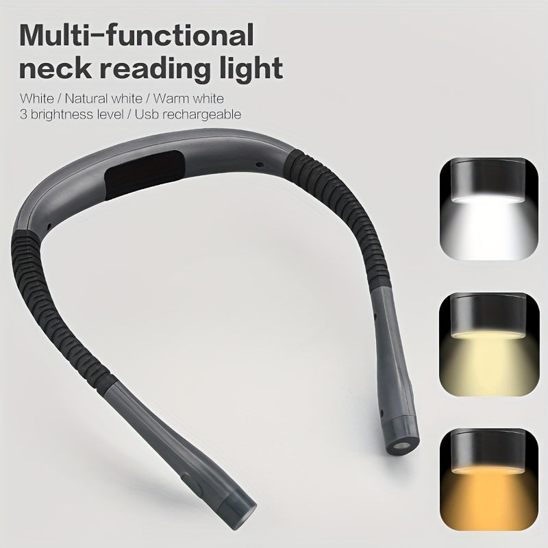 LED Neck Light with 3 Color Modes Adjustable Brightness and USB Rechargeable for Reading Camping Knitting