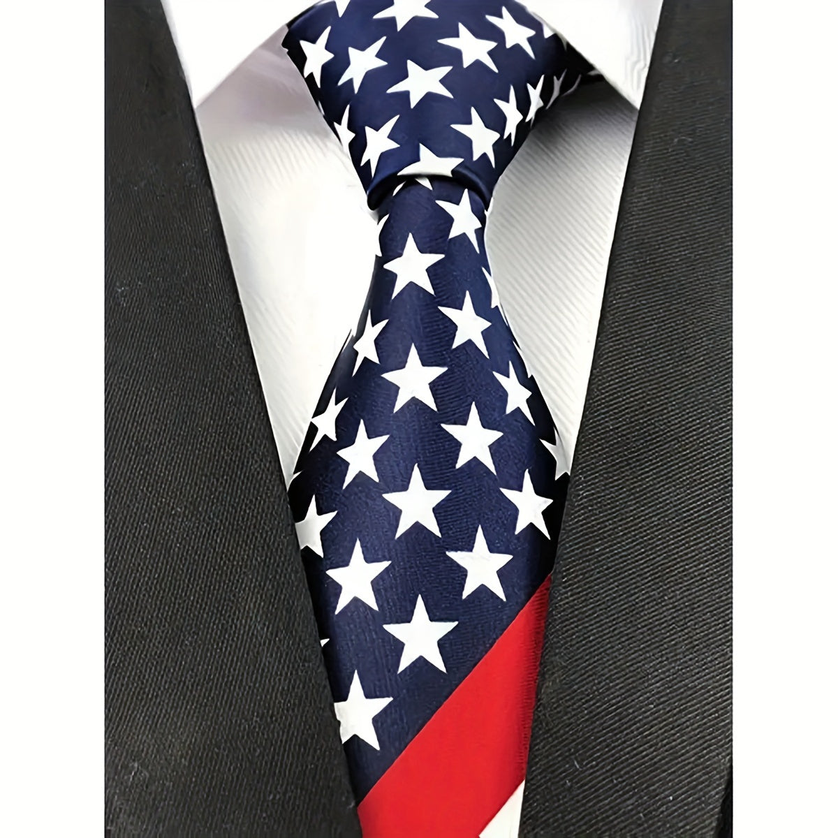 Men's Patriotic Red White Blue Striped Necktie for Formal Occasions