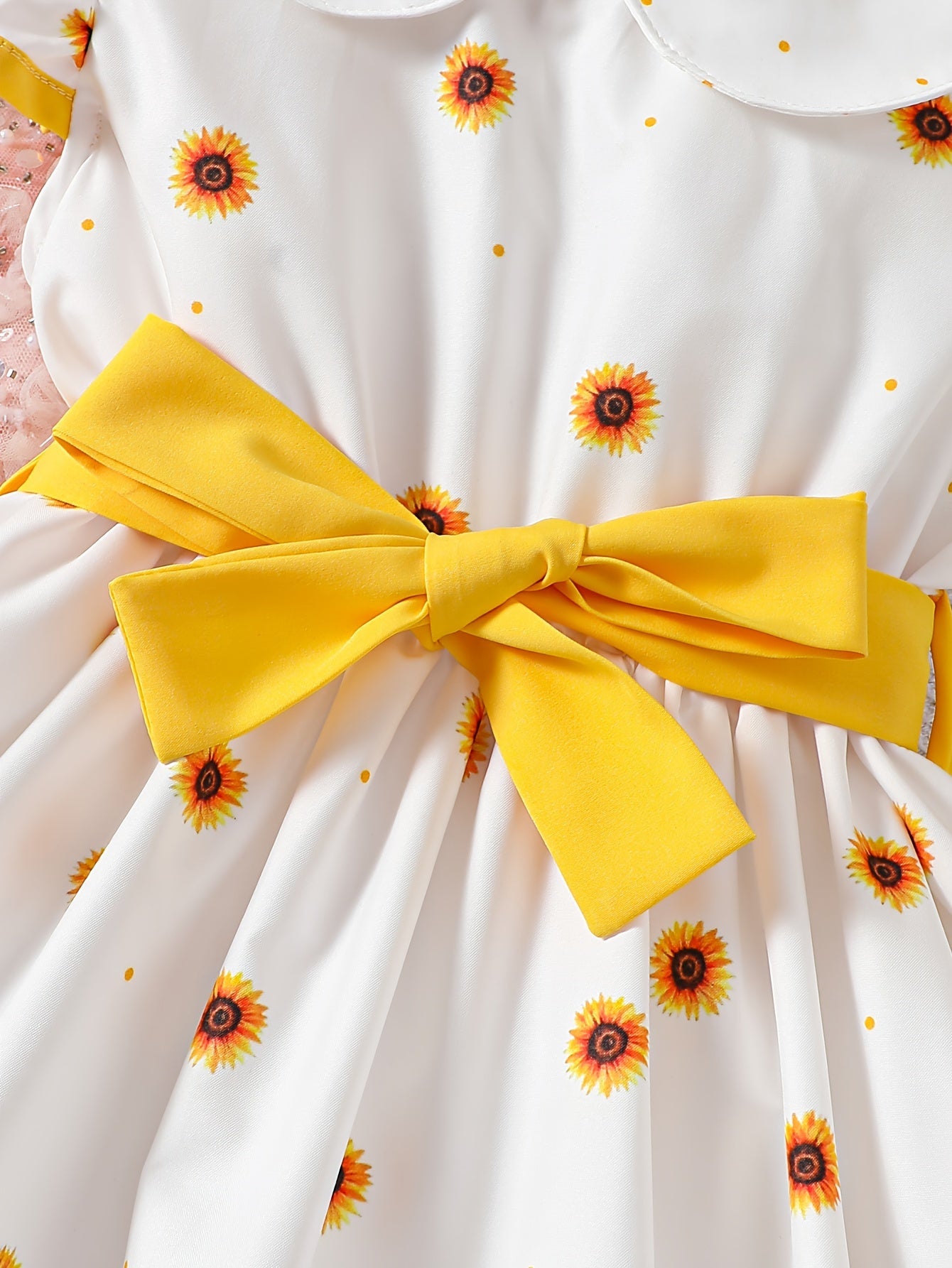 Girls' Summer Dress with Strawberry Print Ruffle Hem Polyester Belt for Children