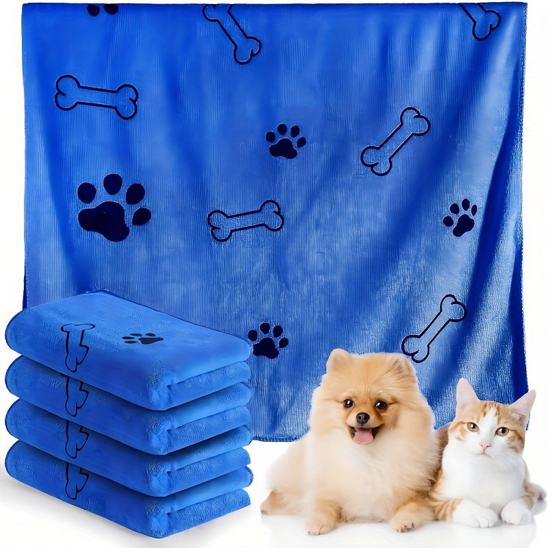 Microfiber Pet Towel for Dogs 60x100cm Super Absorbent Quick Dry Paw Print Design