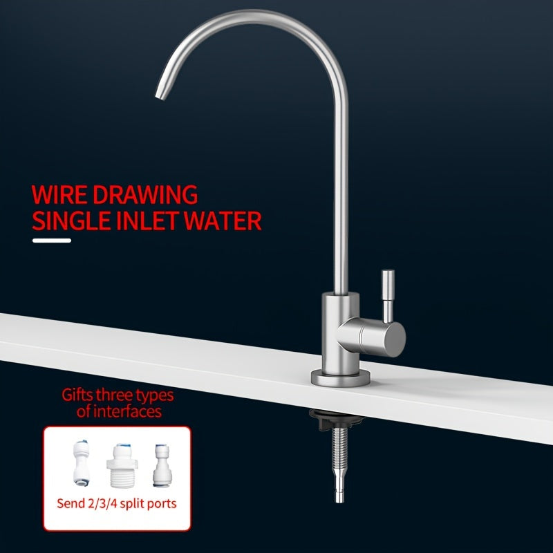 Stainless Steel Kitchen Faucet Extended Spigot Round Shape 304 Grade Non-Electric