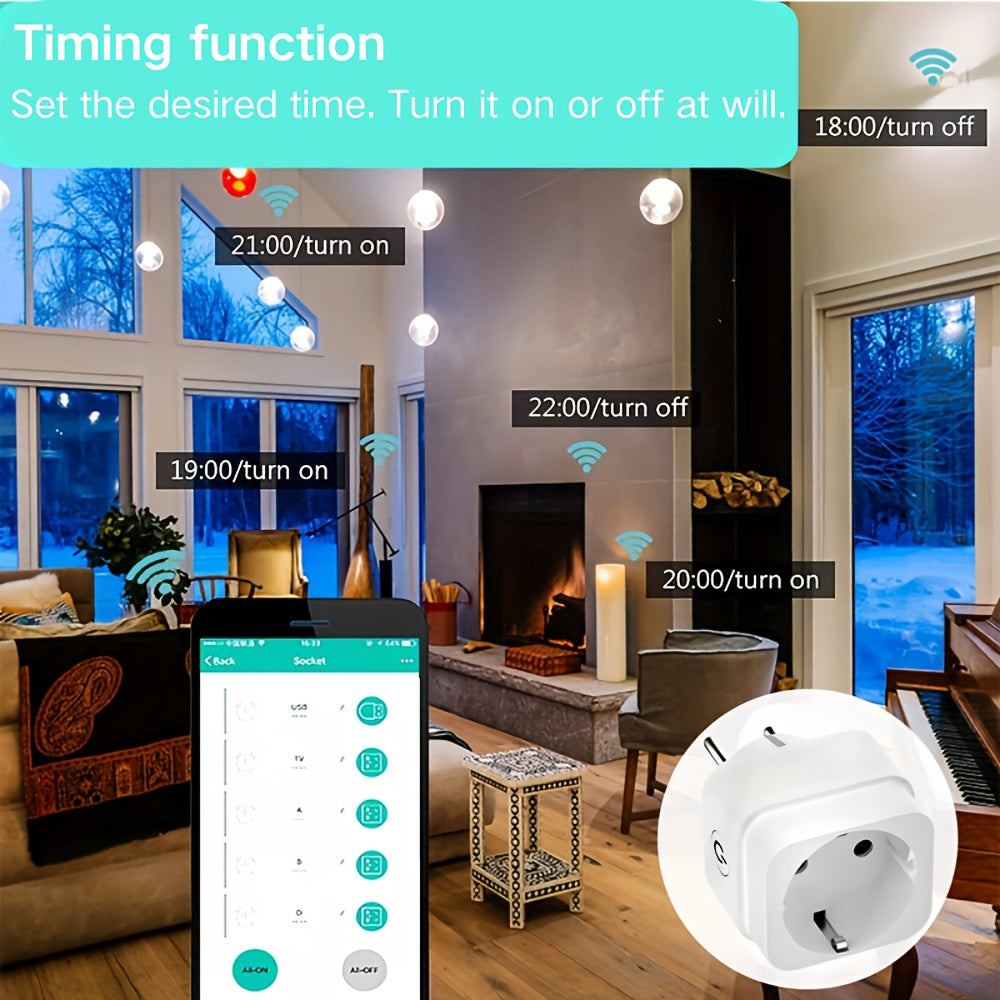 WiFi Smart Plug 16A EU Socket Voice Control Power Monitoring Compatible with Alexa Google Assistant