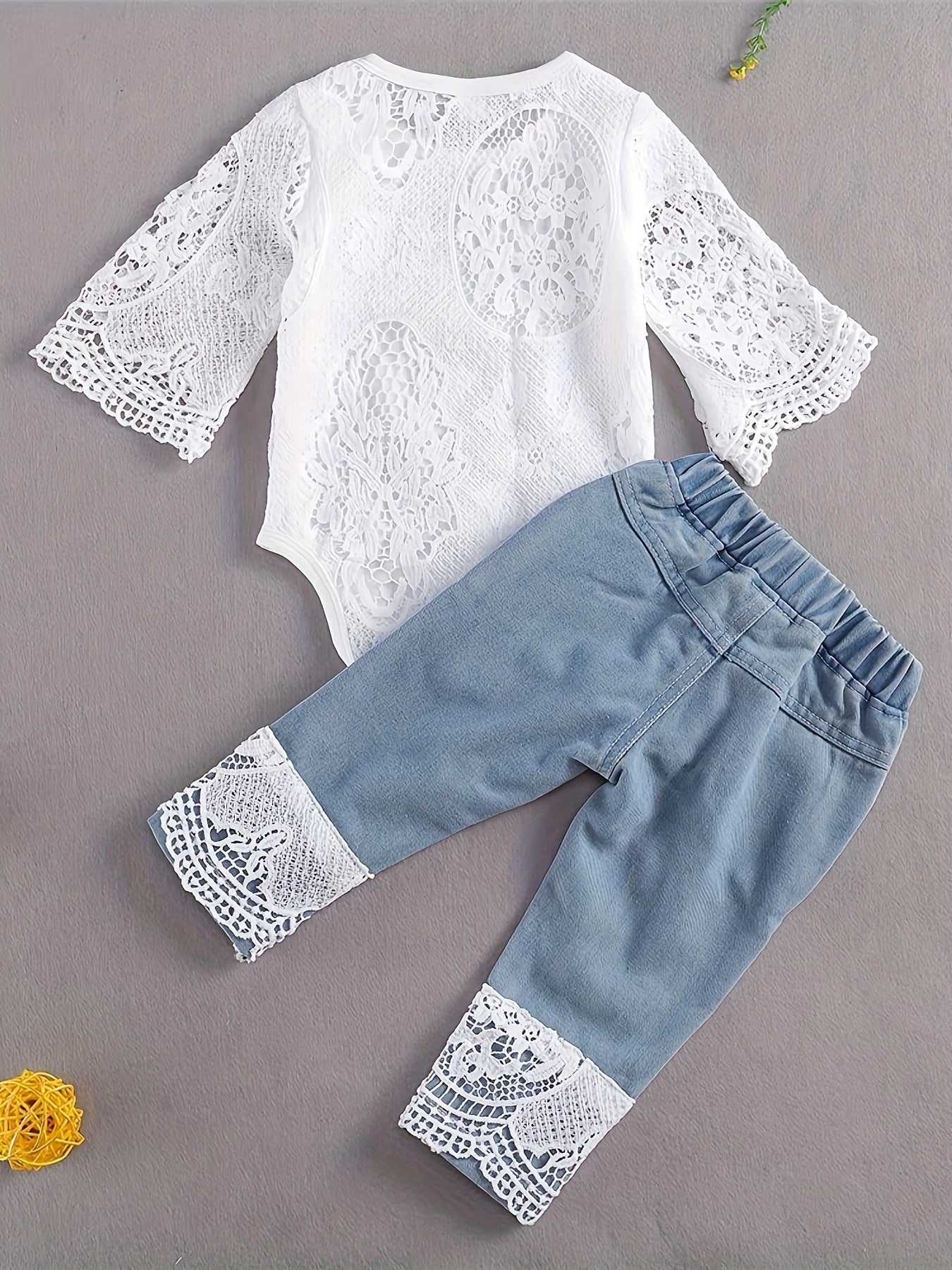 Baby Girls Lace Denim Outfit for Outdoor Wear 12 Months and Under