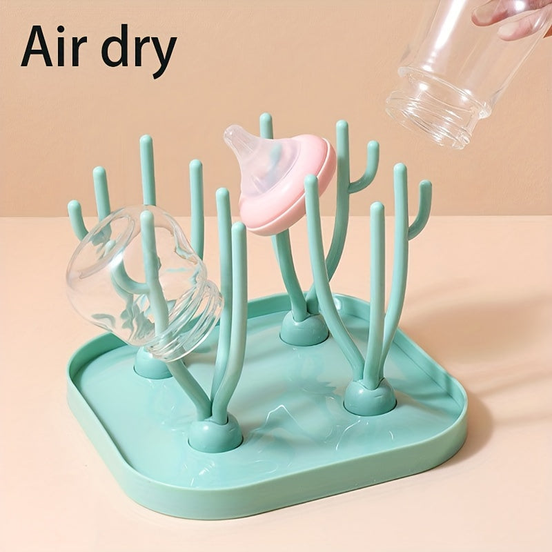 Portable Kitchen Drying Rack with Detachable Drain and Storage for Bottles and Cups