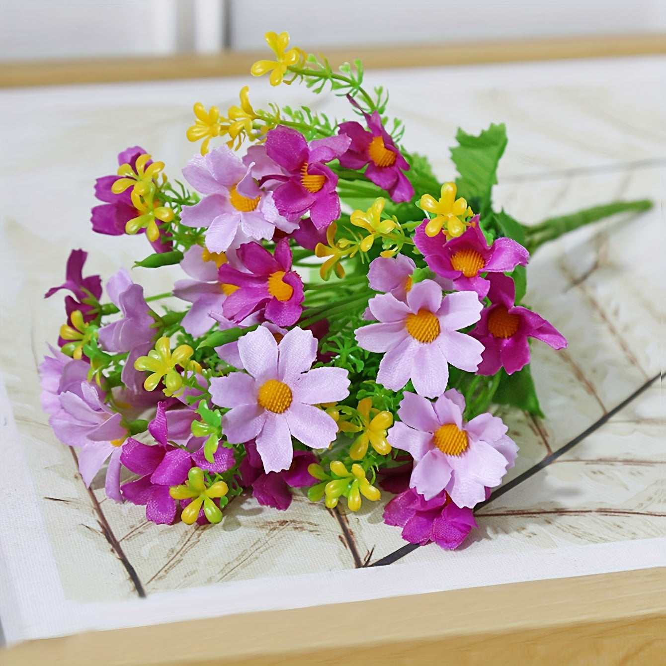 Artificial Daisy Bouquet with Faux Wild Chrysanthemums for Indoor Outdoor Decor