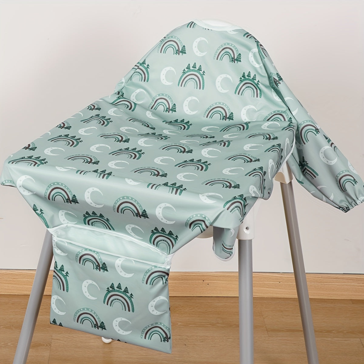 Long Sleeve Waterproof Feeding Bib with Hook and Loop Closure for Messy Meals