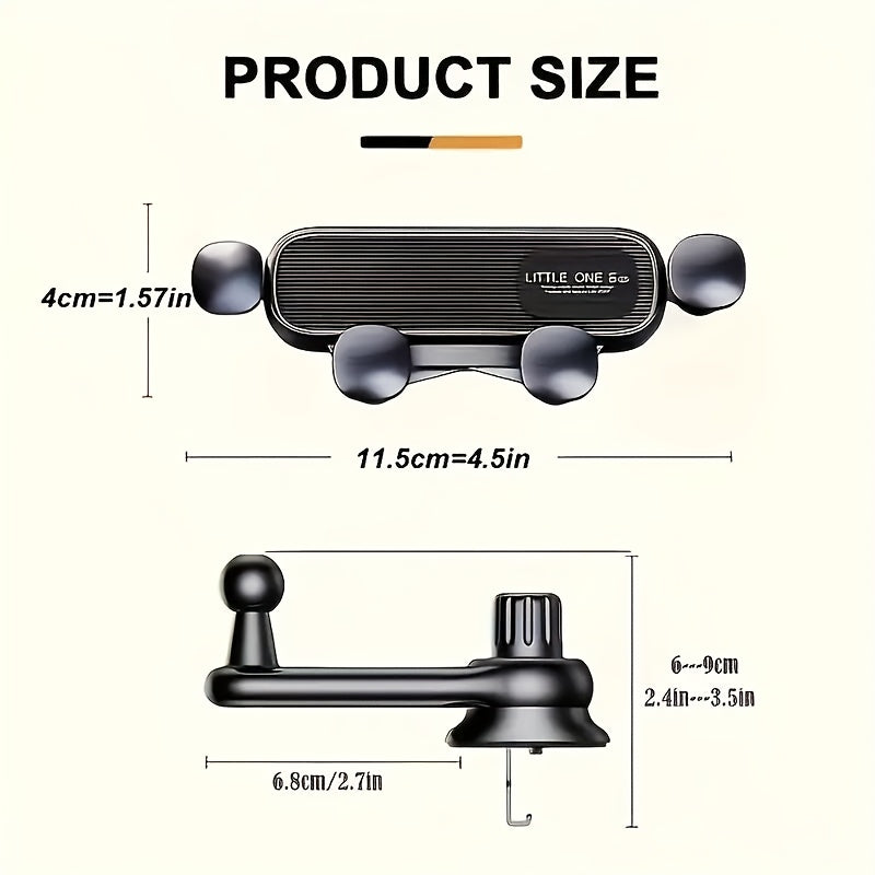 Waterproof ABS Car Phone Mount with Gravity Lock Anti-Shake Adjustable Air Vent Grip