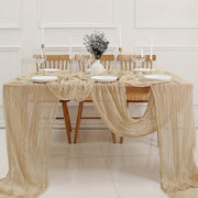 Boho Cheesecloth Table Runner Romantic Style for Weddings Showers Holidays Birthdays Dining Room Decor