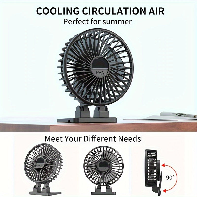 Whisper Quiet 4-Inch USB Desk Fan 3-Speed Portable USB Powered Plastic