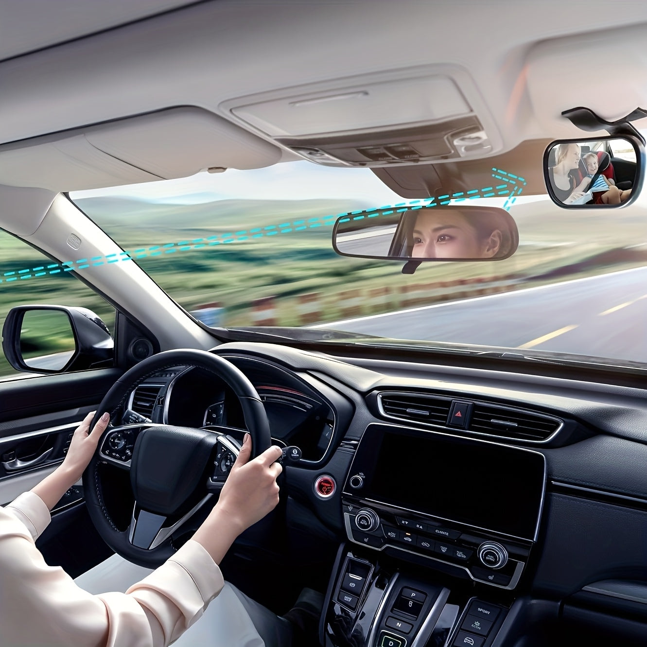 Shatterproof Convex Rear-Facing Car Mirror Made of ABS for Baby Monitoring