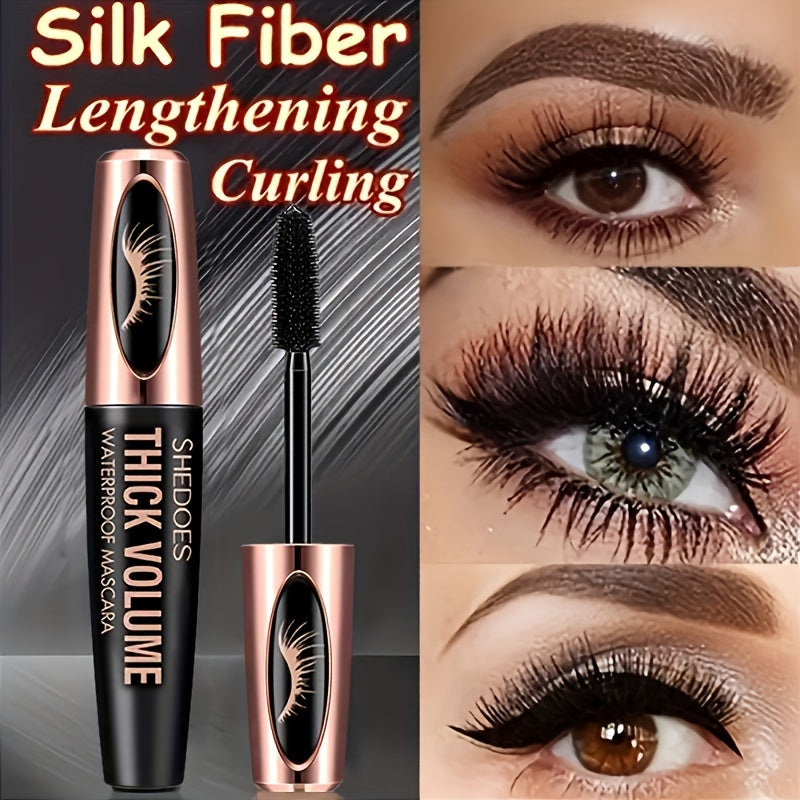 Waterproof 8D Fiber Lash Mascara Curling Lengthening Volumizing Black for Women