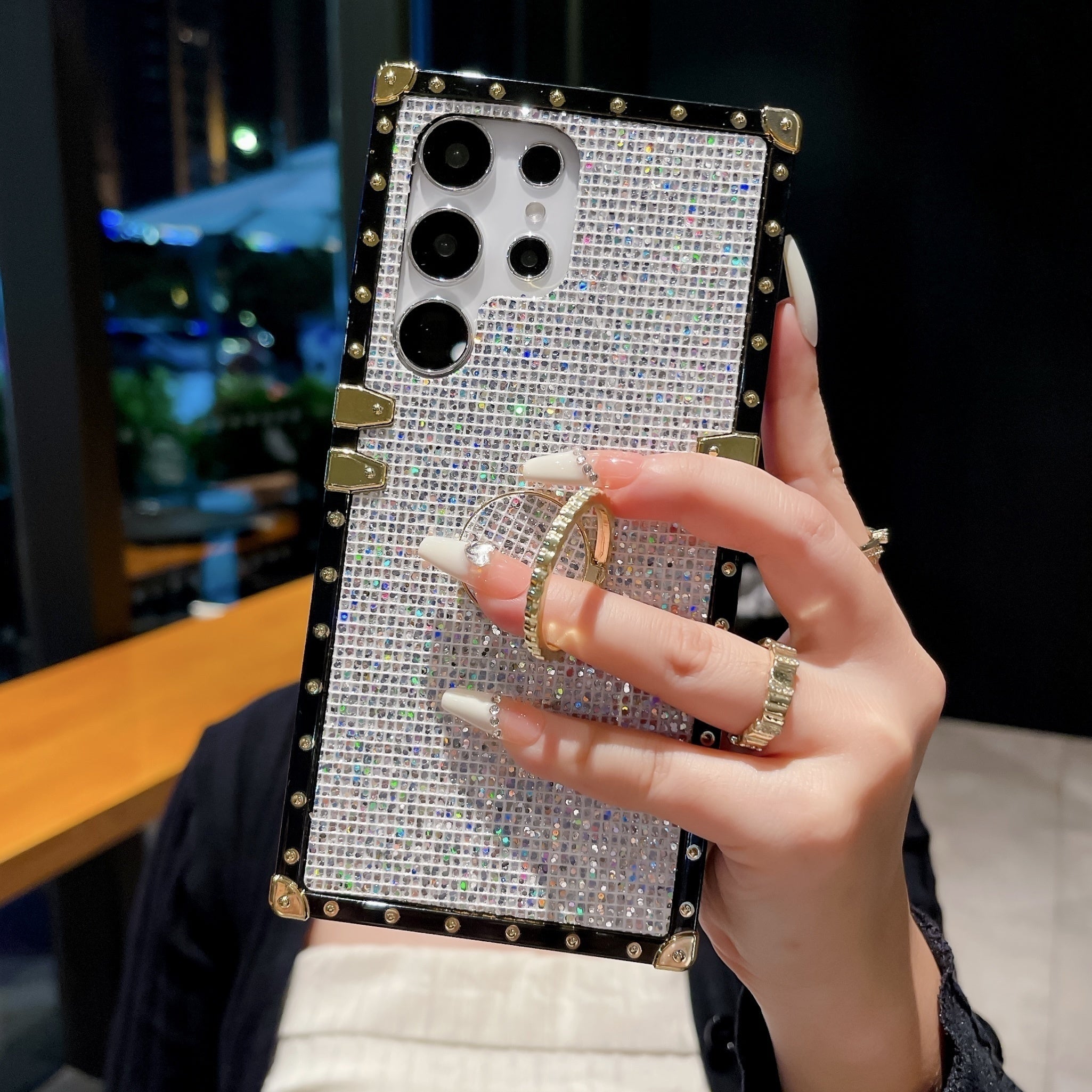 Diamond Studded Phone Case for Samsung Models Durable PC Protective Cover