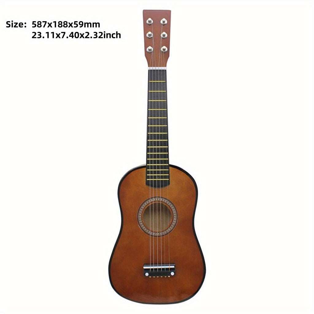 Mini Acoustic Guitar 23 Inch for Beginners Kids Coffee Brown