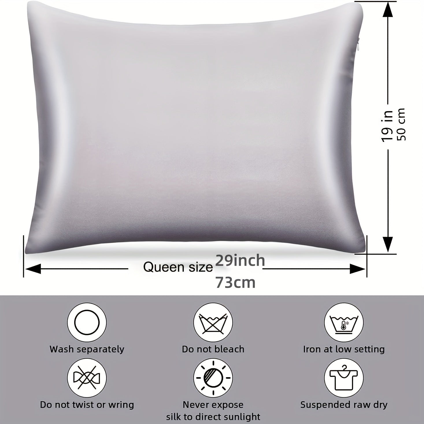 Satin Pillowcase with Concealed Zipper for Hair and Skin Care, Bed or Sofa Decor