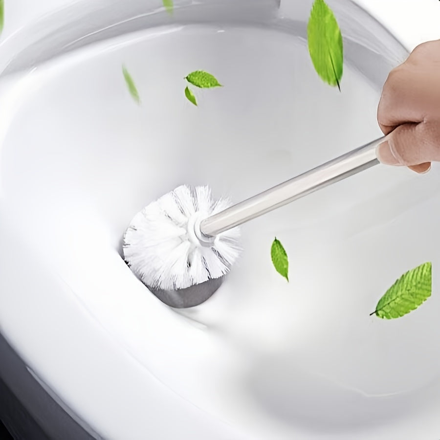 Toilet Brush Set with Handle and 3 Replacement Heads, No-Dead-Corner Design