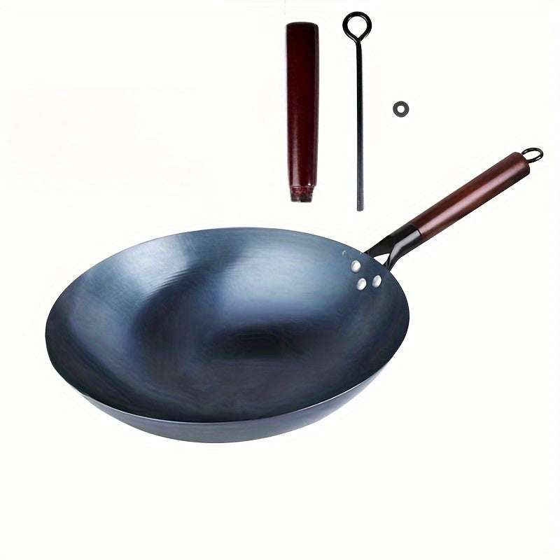 Cast Iron Wok for Gas Stove Handmade Non-Stick Coating-Free Cooking Pan