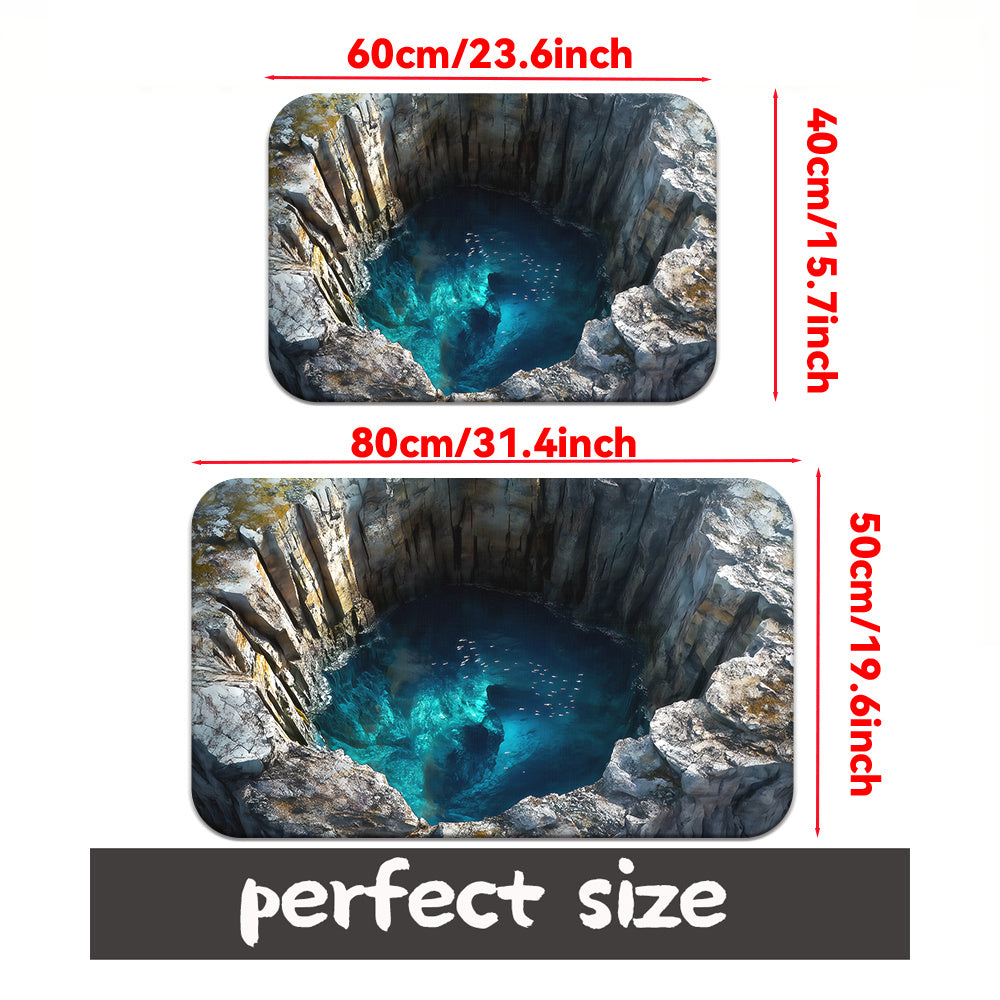 High Definition 3D Visual Effect Door Mat Non-Slip Machine Washable Polyester Absorbent Microfiber for Bedroom Living Room Bathroom Camping