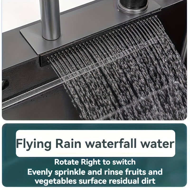 Glam Stainless Steel Kitchen Sink with Integrated Faucet No-Rim Drop-In Right Drain