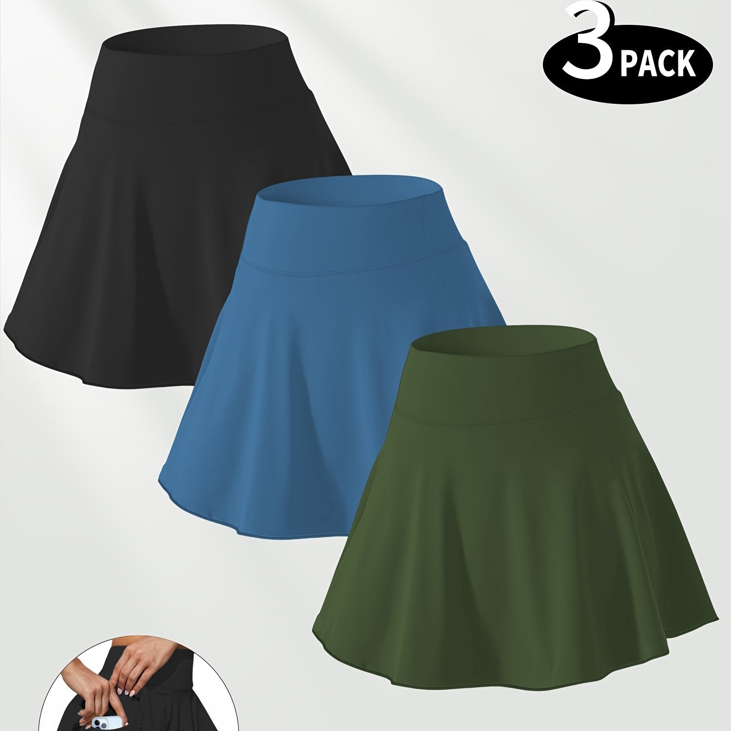 Plus Size Tennis Skort With Pockets Set For Spring Summer