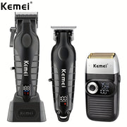 Electric Hair Clipper Set Cordless USB Rechargeable LCD Display Temperature Control for Home Salon
