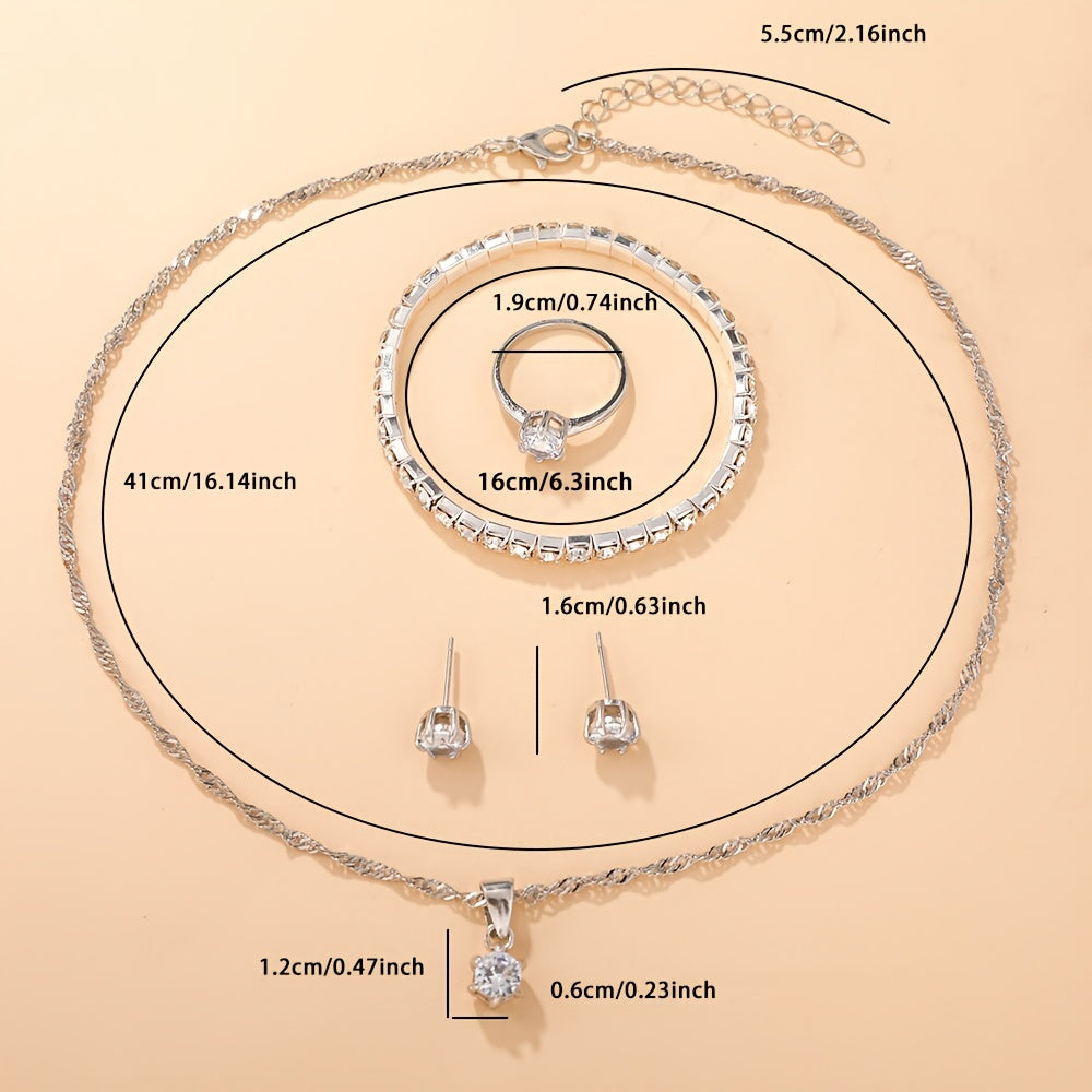 Women's Jewelry Set 5 Pieces Necklace Bracelet Earrings Ring Daily Wear Gift Festival