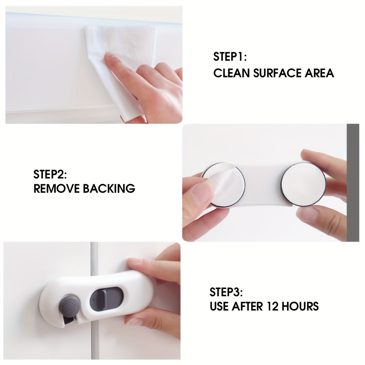 Child Safety Locks 5-Pack for Cabinets Drawers Refrigerator Oven BPA-Free Gray Plastic