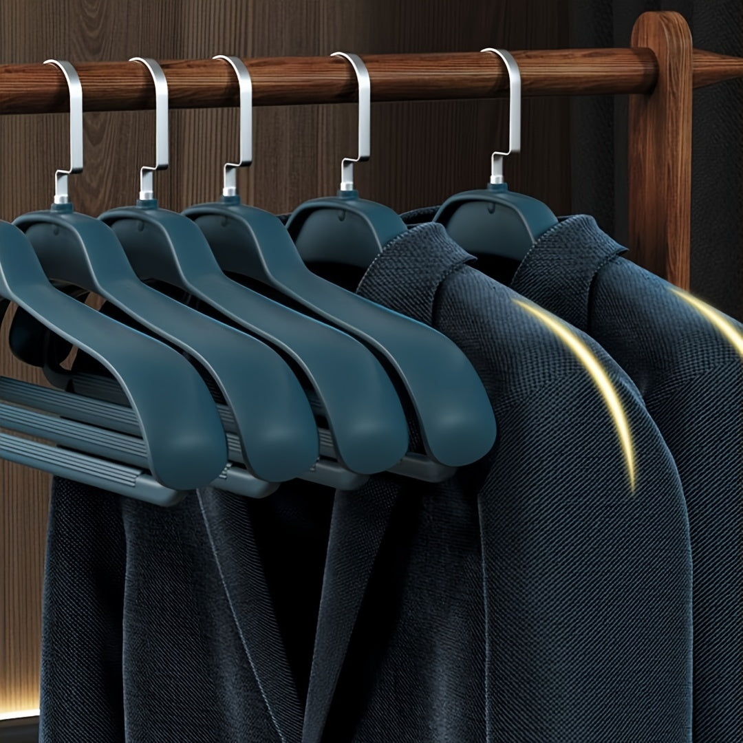 Heavy Duty Clothes Hangers Set of 5 Gray White Blue Rustproof Wrinkle Resistant for Home Organization