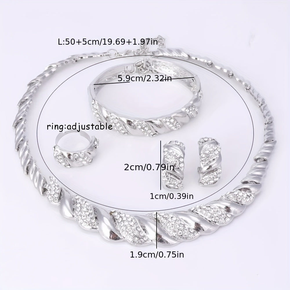 Jewelry Set Women Gold-Plated Artificial Crystal Middle Eastern Style Wedding Gift