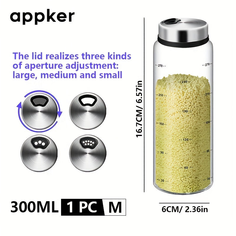 Clear Glass Spice Jars with Lids and Spoons 180ml 300ml 500ml Storage Containers