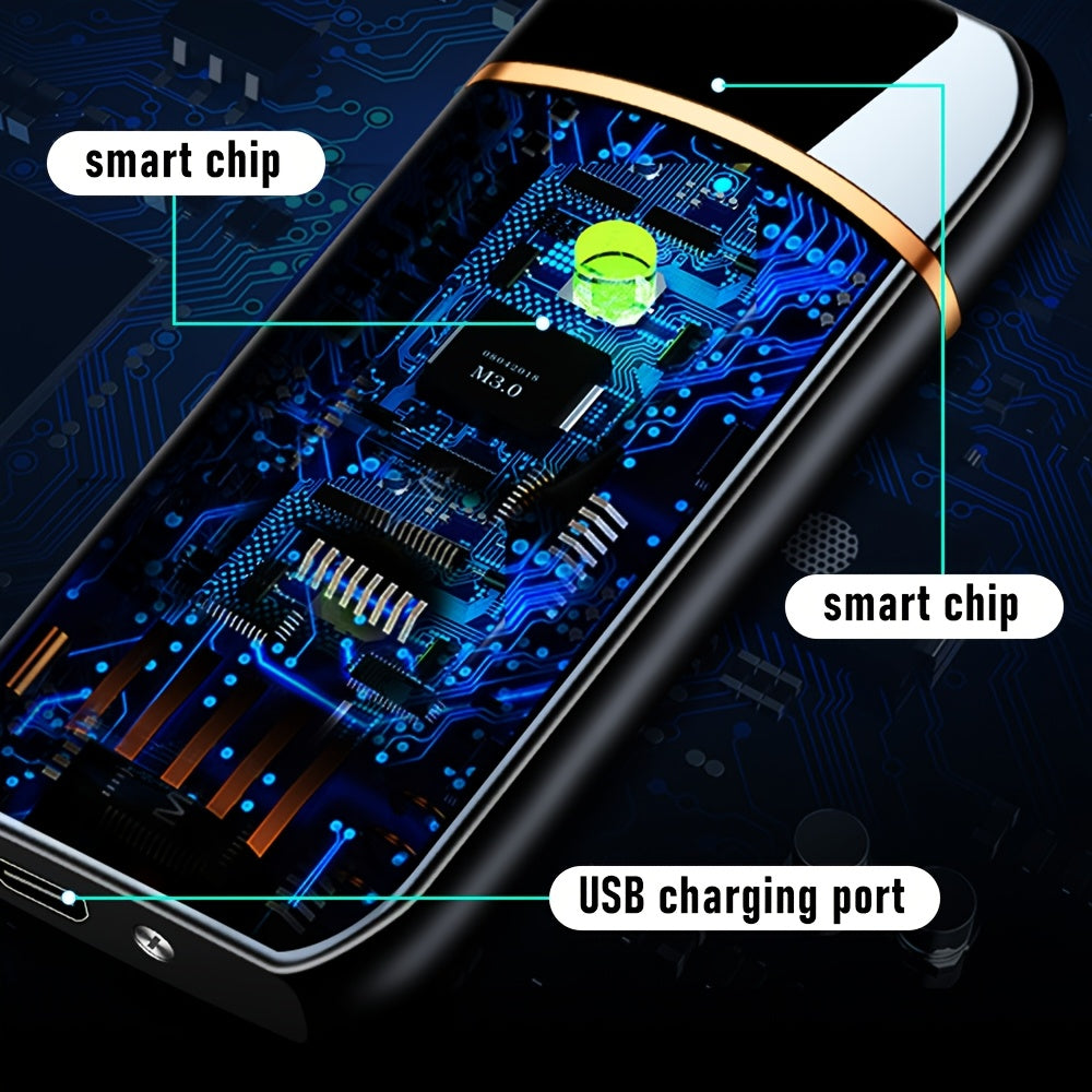 Unisex Metal Rechargeable Windproof Electric Lighter with Touch Switch