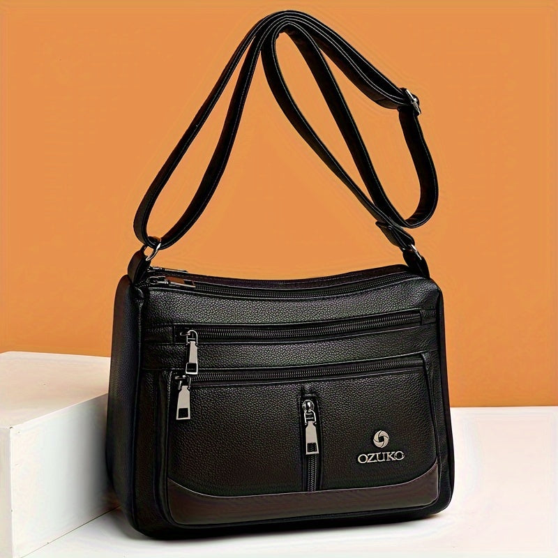 Bolso bandolera de lentejuelas negras para mujer con correa ajustable y diseño plegable