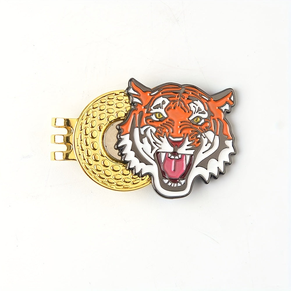 Golf Hat Clip and Ball Marker Set with Tiger Head Design Magnetic Clip for Golfers