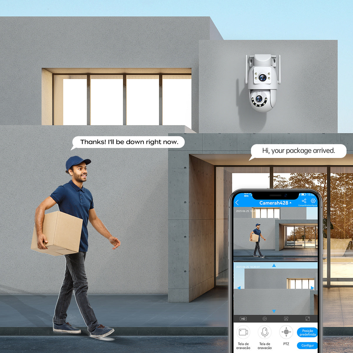 Indoor Dual Lens WiFi Security Camera with Pan Tilt 1080p Night Vision AI Detection