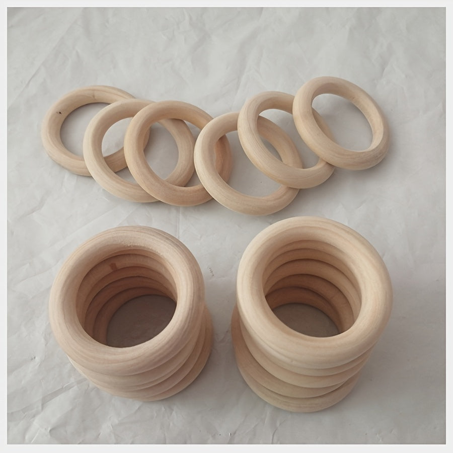 Set of 24 Natural Wood Rings 5cm for Crafting Jewelry Making DIY Projects