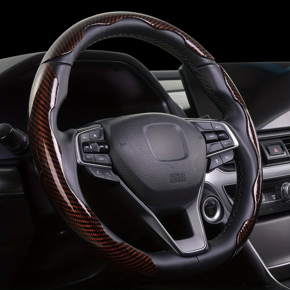 3Pcs Car Anti-Skid Carbon Fiber Style Steering Wheel Covers Universal Fit