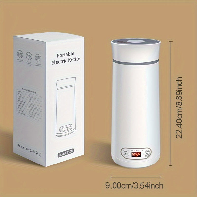 Portable 304 Stainless Steel Electric Kettle with LED Display and 350ml Capacity