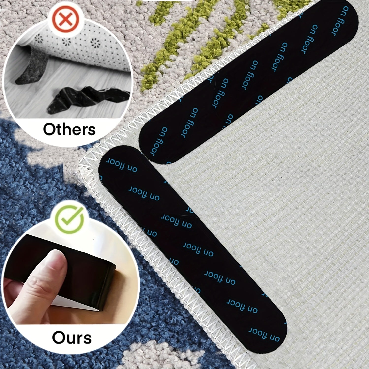 12-Pack Silicone Non-Slip Carpet Grip Tape for Hardwood Floors and Tiles