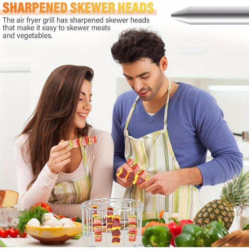 1pc Stainless Steel Air Fryer Rack Set with Toast Dehydrator Racks and Paper Liners