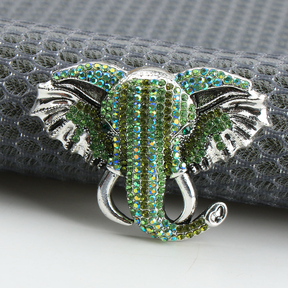 Vintage Elephant Brooch with Colorful Rhinestones Enamel Cartoon Theme Jewelry Accessory