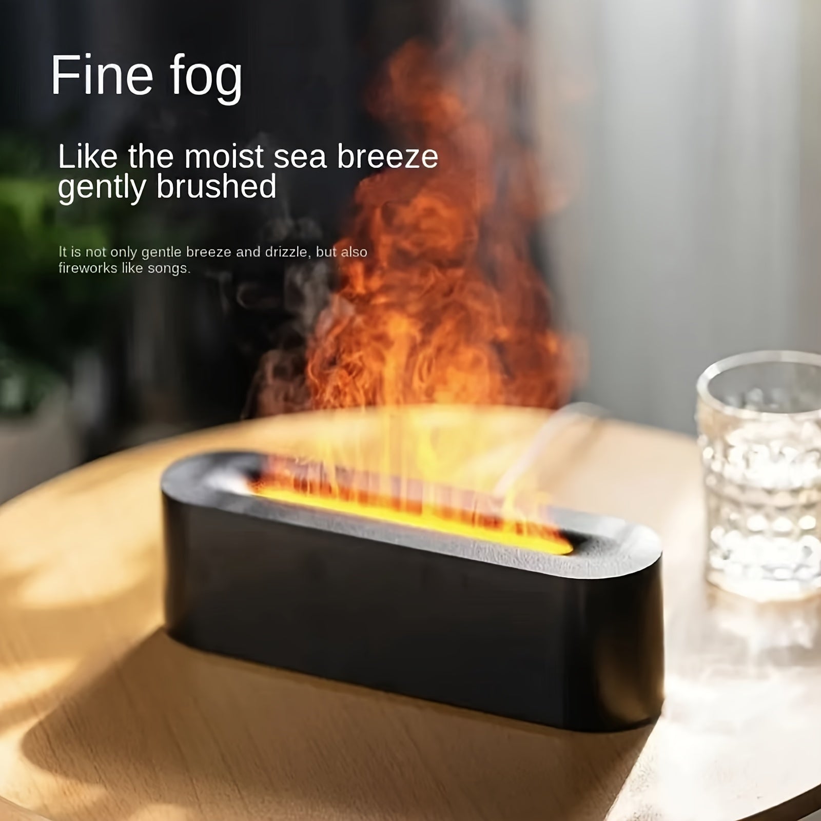 Simulated Flame Humidifier with Colorful Light 150ml USB Powered 3D Fire Effect