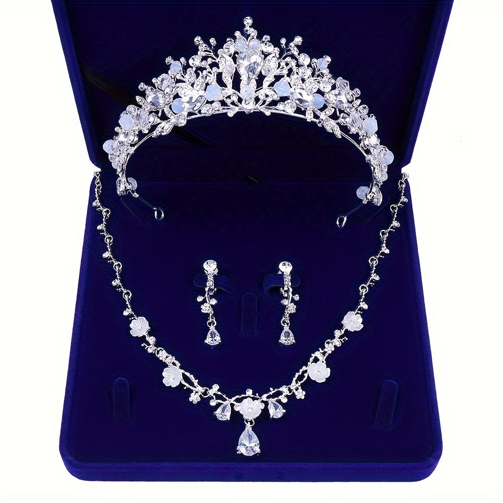 Ayollar uchun to'y sovg'asi sifatida taxtli taqinchoq va sirenli taqinchoq bilan rhinestone zargarlik to'plami