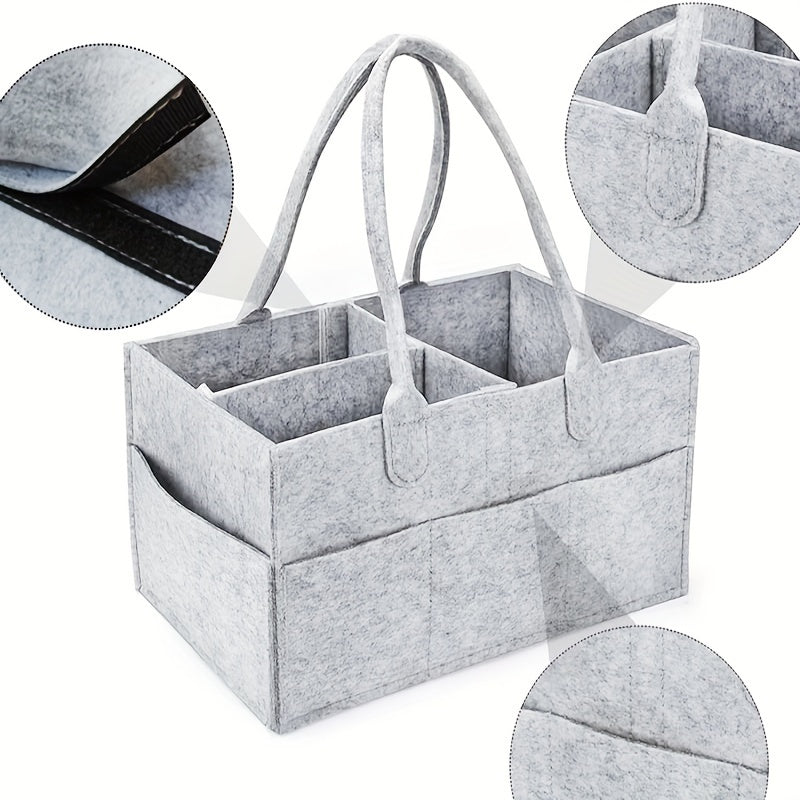 Sturdy Felt Diaper Caddy Organizer for Babies with Wipes and Supplies
