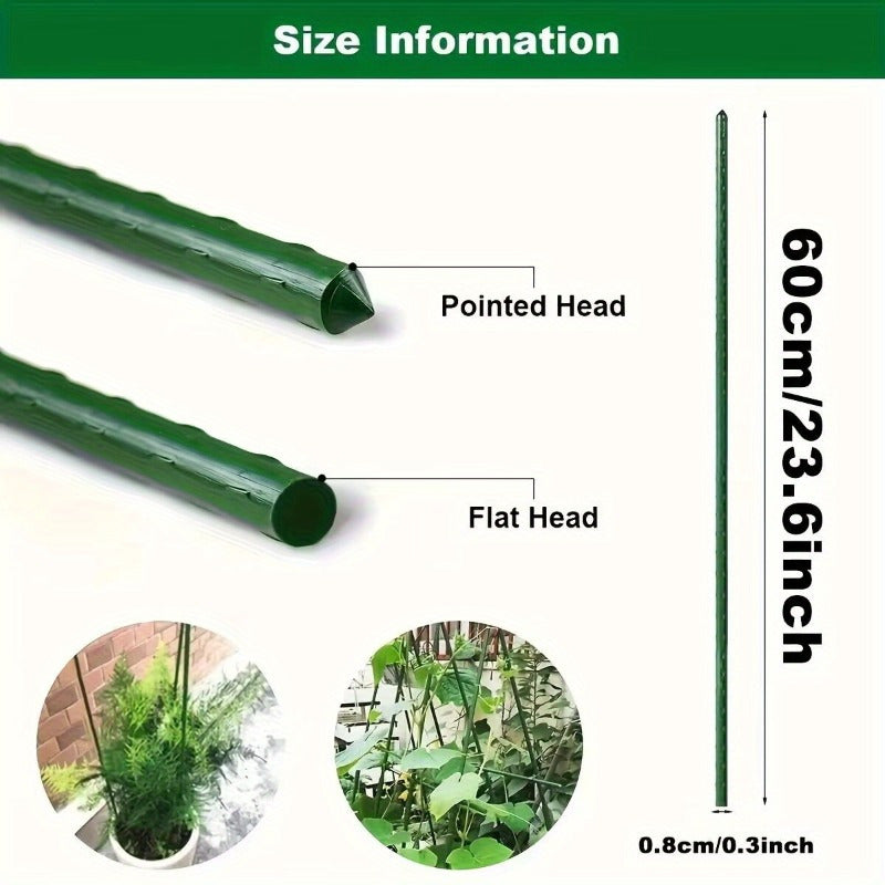 10 Garden Support Stakes for Climbing Plants Plastic and Steel for Tomatoes Cucumbers Grapes