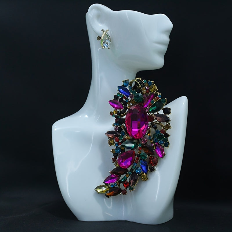 Retro Crystal Rhinestone Chest Flower Brooch Pin for Weddings