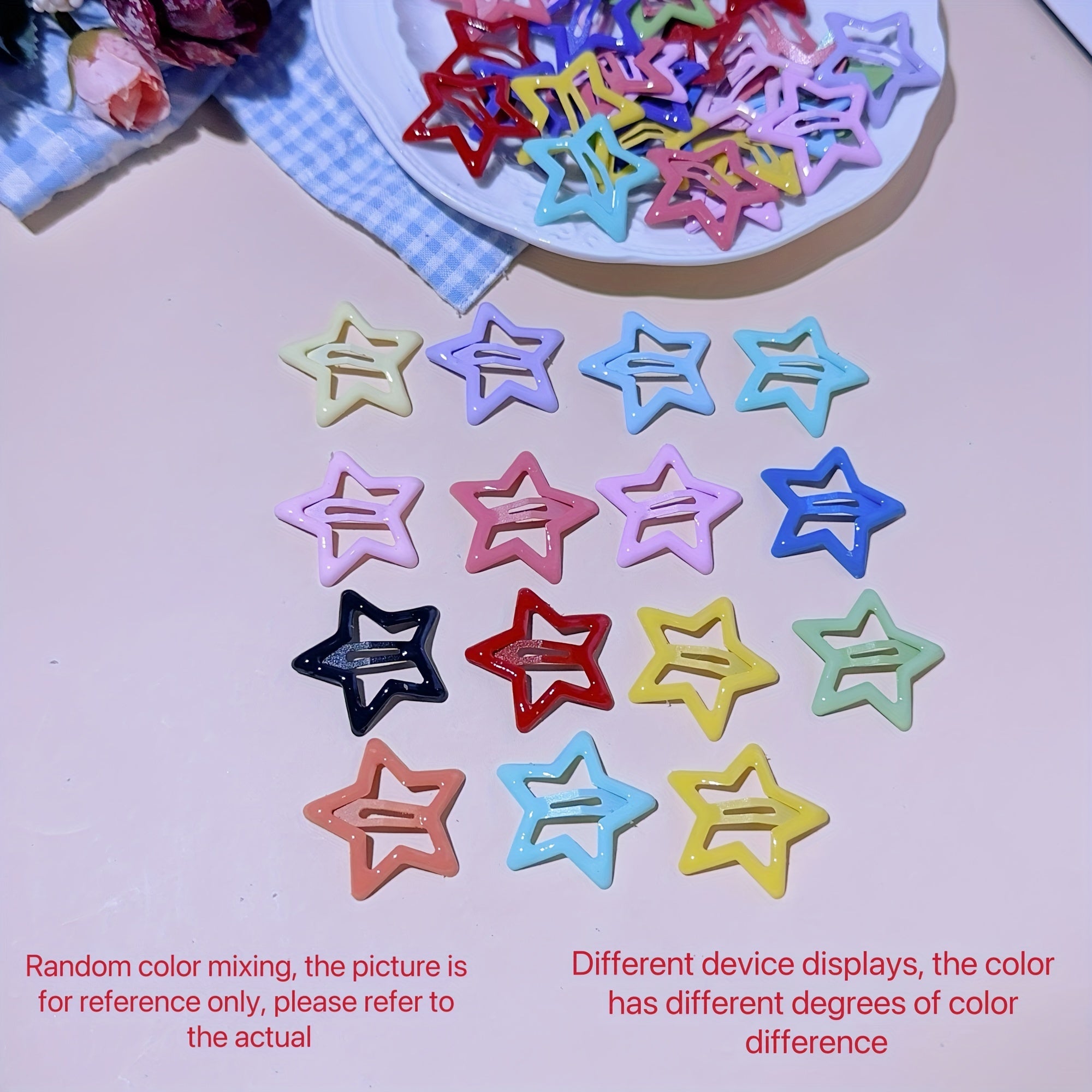 Rang-barang metall yulduzcha soch kliplar to'plami ayollar va qizlar uchun 15/30/50/100 dona