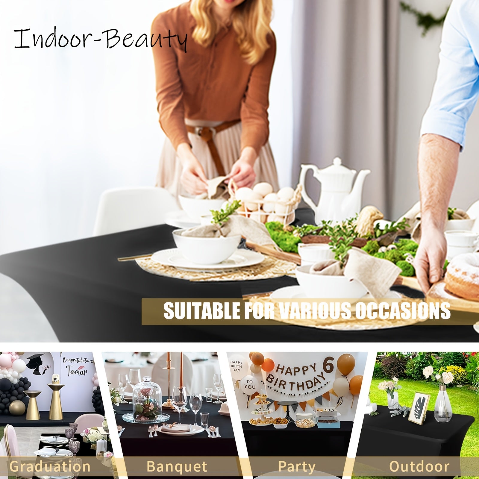 Stretch Spandex Tablecloth for Weddings Parties and Events Durable Polyester Blend Mixed Color