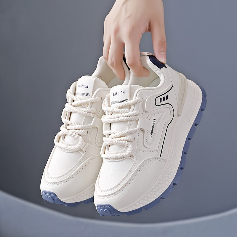 Women's Casual Sports Shoes Thick Sole Lace-up Outdoor Athletic Footwear