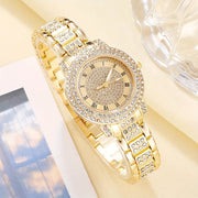 Women's Quartz Watch and Jewelry Set with Rhinestones Square Design for Special Occasions