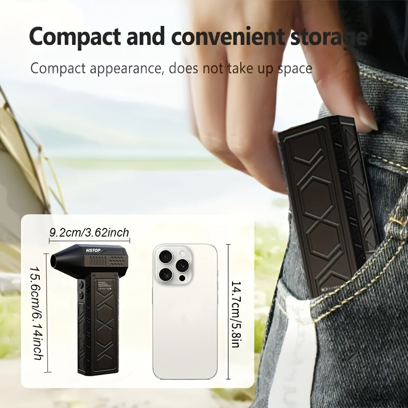 Handheld Electric Air Blower with Flashlight USB Rechargeable 4 Speed