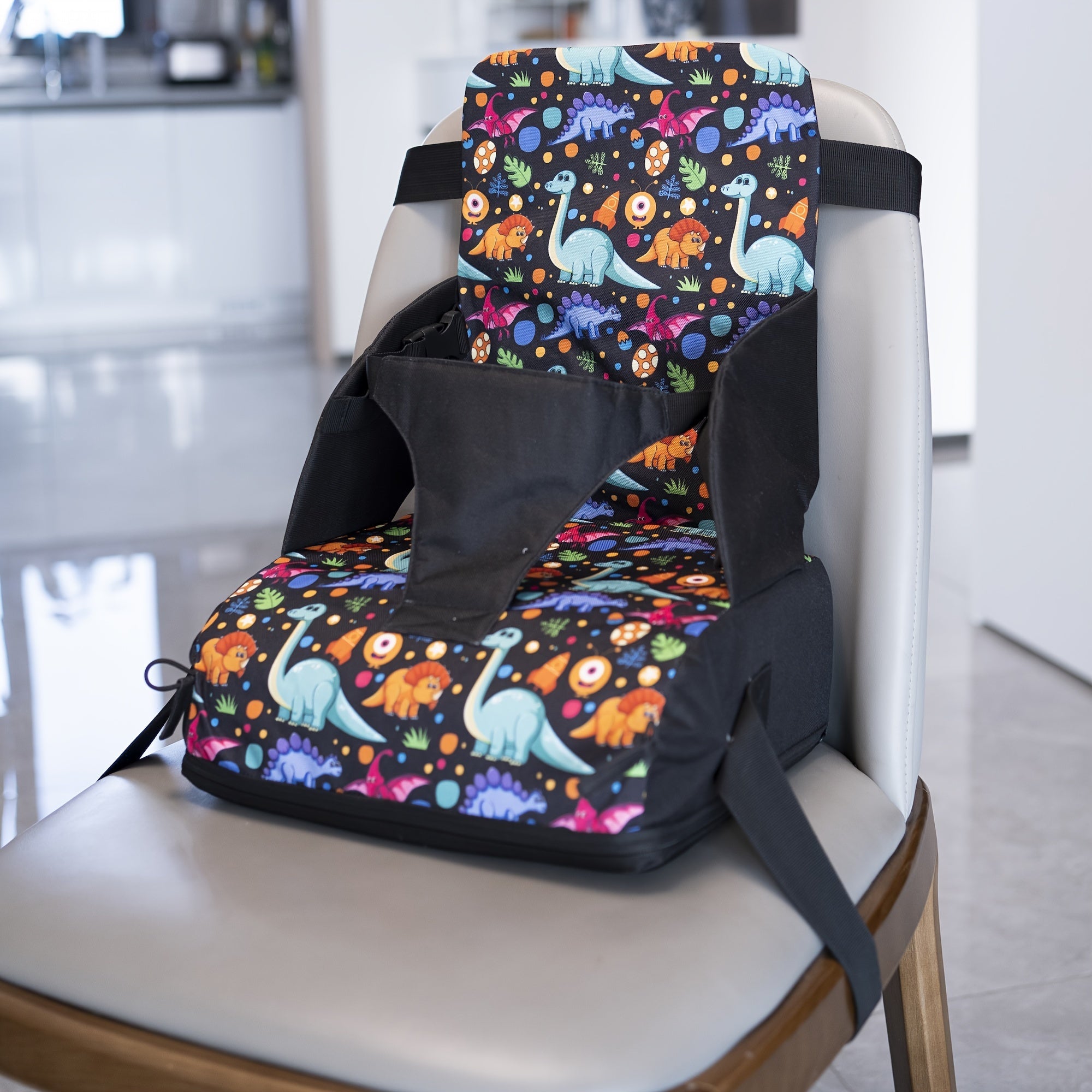 Child Booster Seat with Waterproof Cushion, Adjustable Safety Belt and Backrest